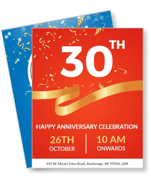 30th anniversary celebration invitation red gold theme template