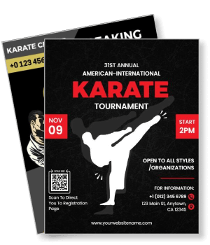 31st annual american international karate tournament poster november event flyer template