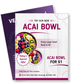 acai bowl promo flyer special offer large size bowl discount anchorage location template