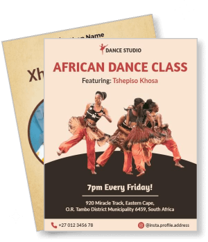 african dance class poster tshepiso khosa featuring friday event template