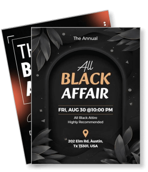 all black affair event invitation august austin template