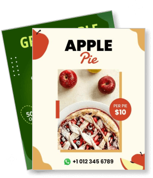 apple pie advertisement with contact and price details template