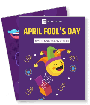 april fools day celebration poster with jester hat and smiley face template