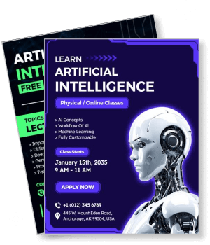 artificial intelligence class poster robot themed design dark background template