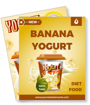 banana yogurt advertisement packaging design diet food promotion graphic template