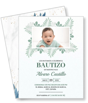 baptism invitation card design with baby photo and event details template