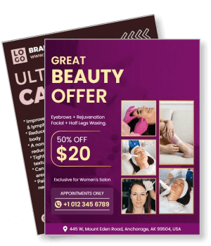 beauty offer poster eyebrow rejuvenation facial waxing discount salon promotion template