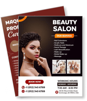 beauty salon services flyer nail extensions skincare hair makeup anchorage template