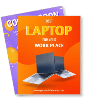 best laptop for workplace promotional flyer with dual laptops template