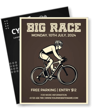 big race cycling event poster july 2024 theme design template