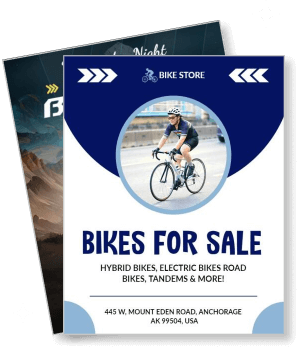 bike store sale poster hybrid electric road tandem bicycles anchorage template