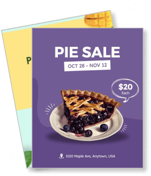 blueberry pie sale poster october november event advertisement template