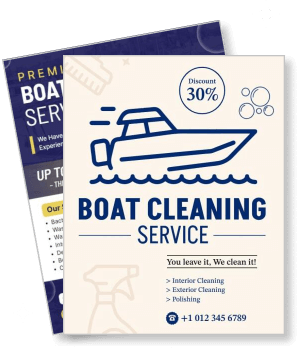 boat cleaning service flyer with discount offer and service details template