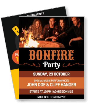 bonfire party flyer music event special performances october 23 template