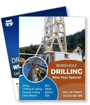 borehole drilling advertisement new year special offer contact details template