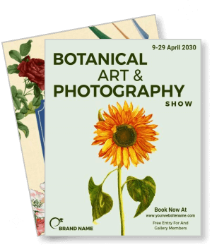 botanical art photography show event poster sunflower design april 2030 template