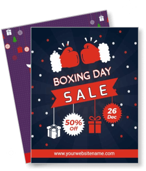 boxing day sale poster 50 percent off promotional ad template