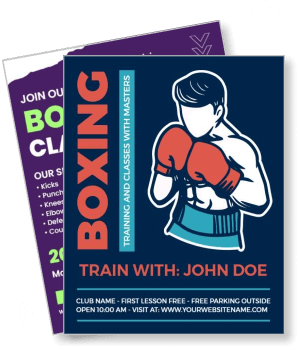 boxing training poster class promotion with instructor john doe template