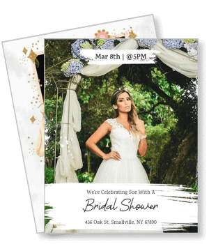 bridal shower invitation card with bride in forest theme design template