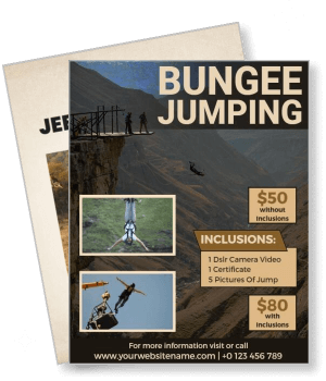 bungee jumping experience package prices and inclusions flyer design template