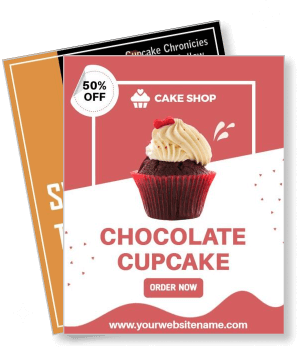 cake shop 50 percent off chocolate cupcake order now promotion template