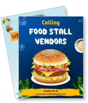 calling food stall vendors poster with burger illustration template