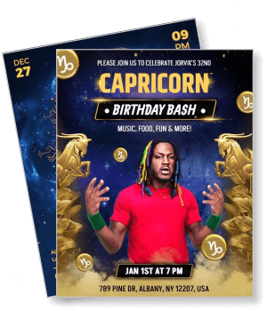 capricorn birthday bash poster celebrate jorviks 32nd with details template