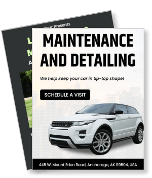 car maintenance detailing service schedule visit promotional flyer template