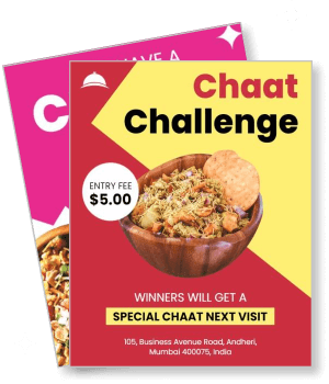 chaat challenge poster with entry fee details and special offer template