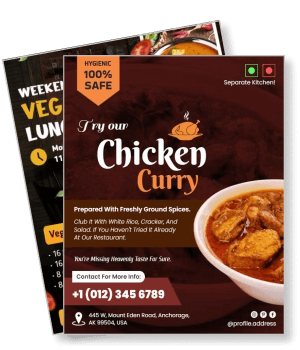 chicken curry advertisement brochure hygienic food promotion restaurant offers template