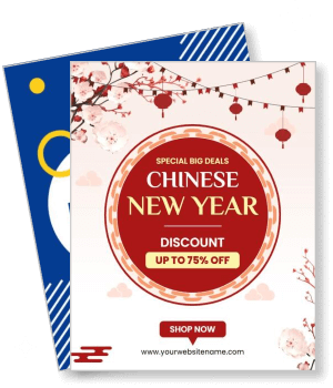 chinese new year special promotion flyer with discount details template