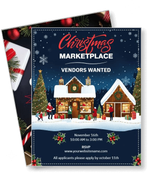 christmas marketplace poster vendors wanted holiday event invitation template