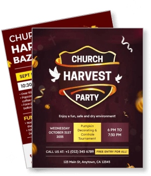 church harvest party flyer october event invitation template