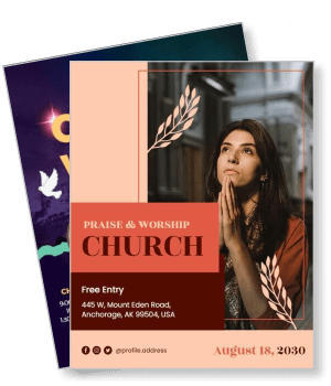 church service flyer praise worship event anchorage august 2030 template