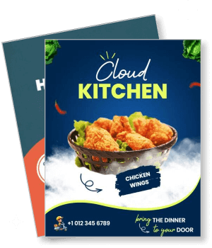 cloud kitchen advertising chicken wings delivery service promotion template