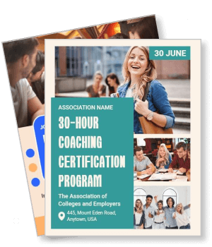 coaching certification program flyer for colleges and employers event template