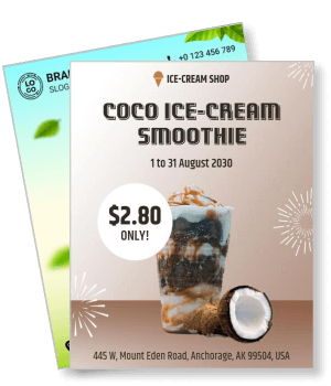 coco ice cream smoothie promotion flyer anchorage ice cream shop special offer template