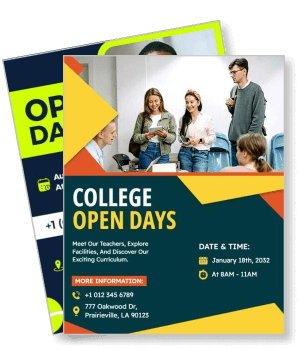 college open days event poster with date and time information template