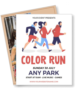 color run event promo poster any park july 30th live music games template