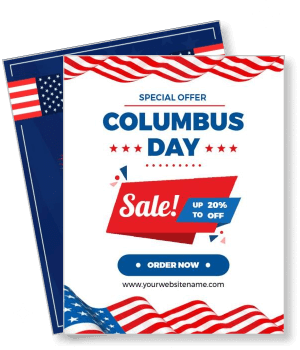 columbus day sale special offer poster up to 20 percent off order now template