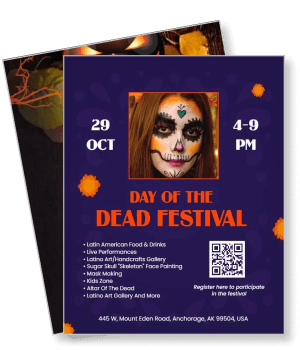 day of the dead festival poster anchorage event details skeleton face painting template