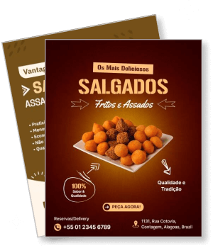 delicious fried and baked salgados promotion flyer brazilian snacks template