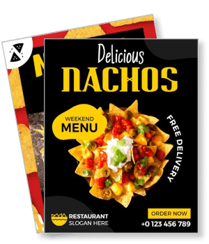 delicious nachos promotion weekend menu free delivery restaurant advertisement template