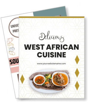 delicious west african cuisine recipe cover with traditional dishes template