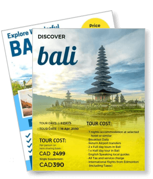 discover bali tour package brochure with cost and schedule template