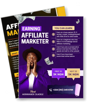 earning affiliate marketer training poster with cost details and contact info template