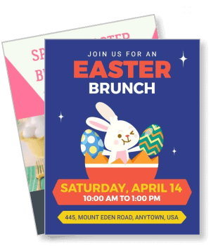 easter brunch invitation with bunny eggs april 14 template