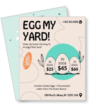 easter egg yard hunt poster with packages and pricing offers template