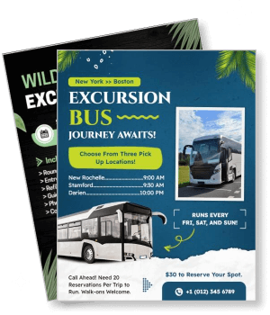 excursion bus trip poster new york to boston pickup times contact info template