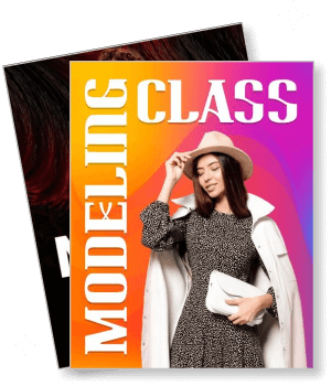 fashion modeling class poster woman stylish outfit hat colorful background template